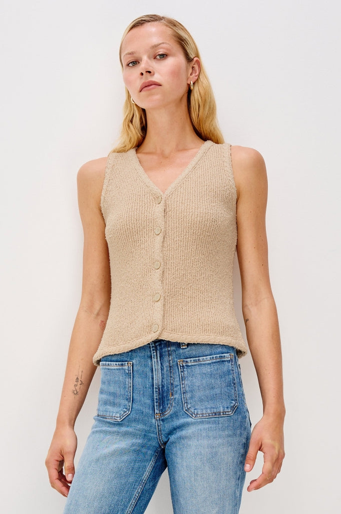 From the brand Rails Women's Sade Vest in Oat - abigail fashion