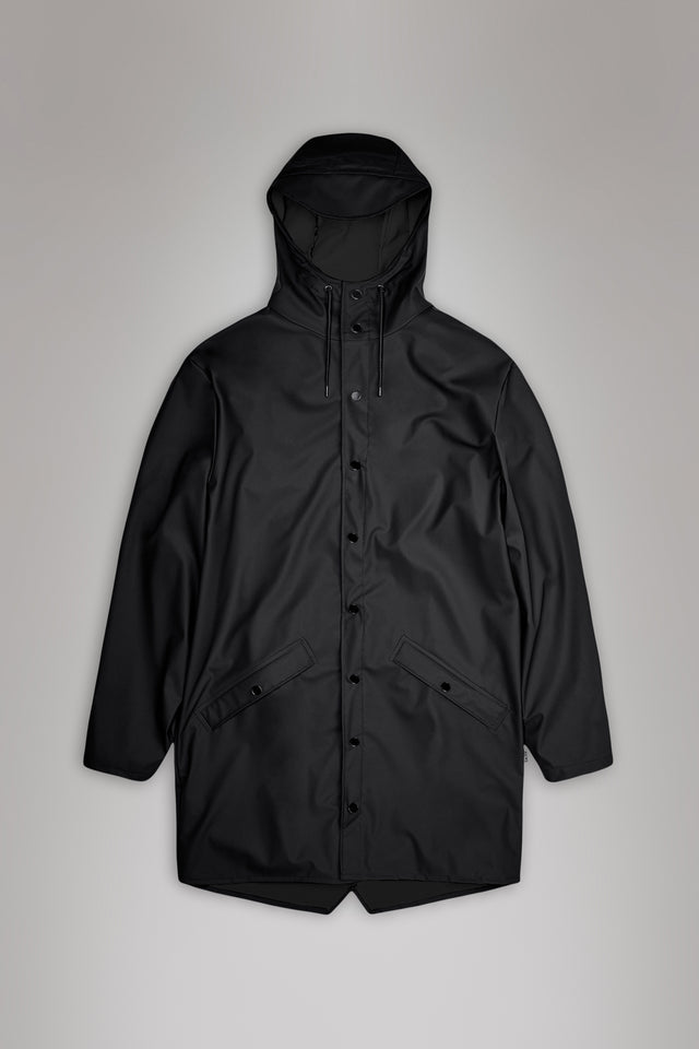 From the brand Rains Unisex Long Classic Rain Jacket W3 in Black - abigail fashion