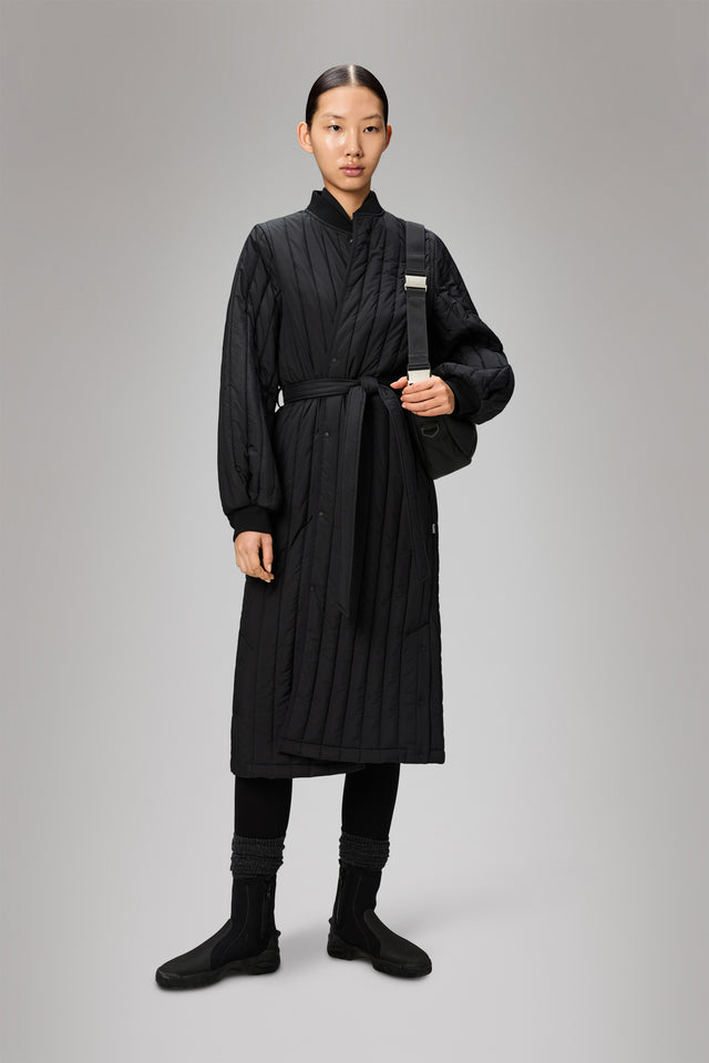 From the brand Rains Women's Banja Liner W Coat T1 in Black - abigail fashion
