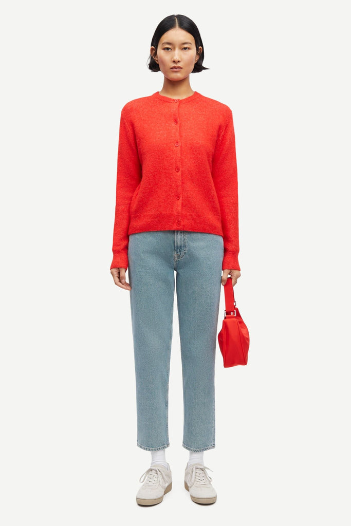 Samsøe Samsøe Nor Short Cardigan Flame Scarlet abigail fashion