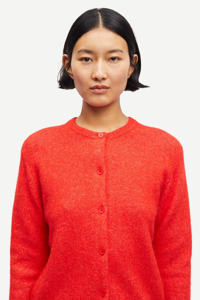 Samsøe Samsøe Nor Short Cardigan Flame Scarlet abigail fashion