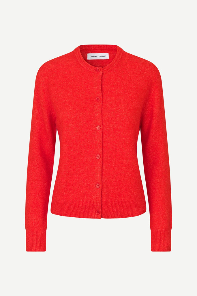 Samsøe Samsøe Nor Short Cardigan Flame Scarlet abigail fashion