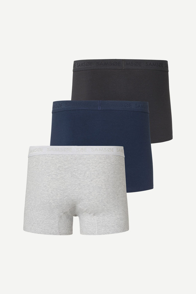Samsøe Samsøe Trunk 3-Pack Slim Fitting Trunks Black Blue Grey Mel abigail fashion
