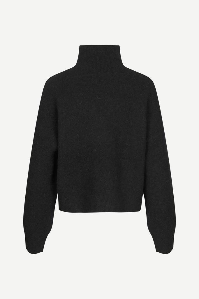 From the brand Samsøe Samsøe Women's Nola Neck Mock Sweater in Black - abigail fashion