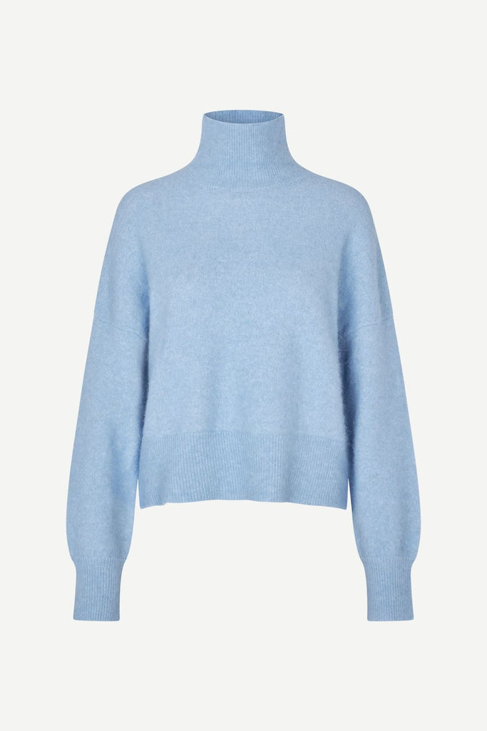 From the brand Samsøe Samsøe Women's Nola Neck Sweater in Della Robbia Blue - abigail fashion