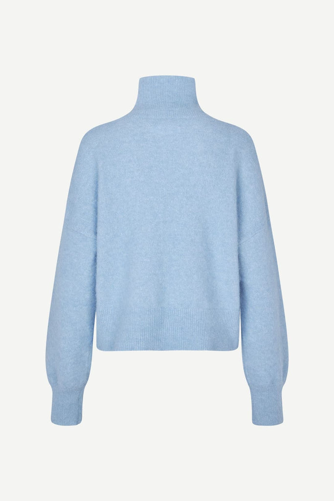 From the brand Samsøe Samsøe Women's Nola Neck Sweater in Della Robbia Blue - abigail fashion