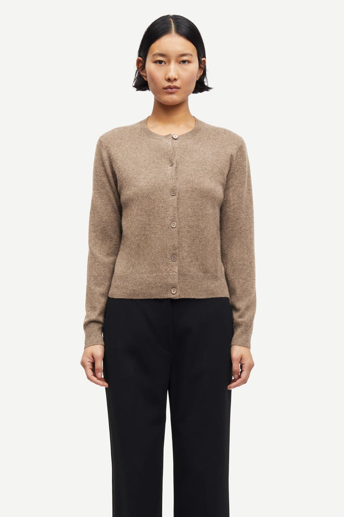 From the brand Samsøe Samsøe Women's Saboston Cardigan in Nature Taupe - abigail fashion