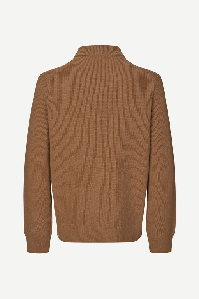 From the brand Samsøe Samsøe Women's Saisaks Hz Polo Sweater in Otter - abigail fashion