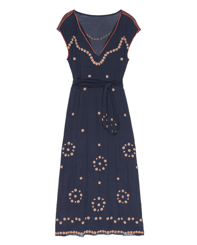 The Great The Beaded Corridor Dress Navy abigail fashion