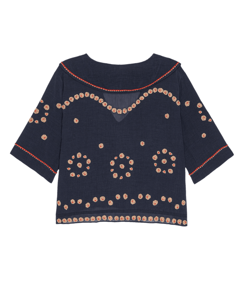 The Great The Beaded Vintage Sailor Top Navy abigail fashion