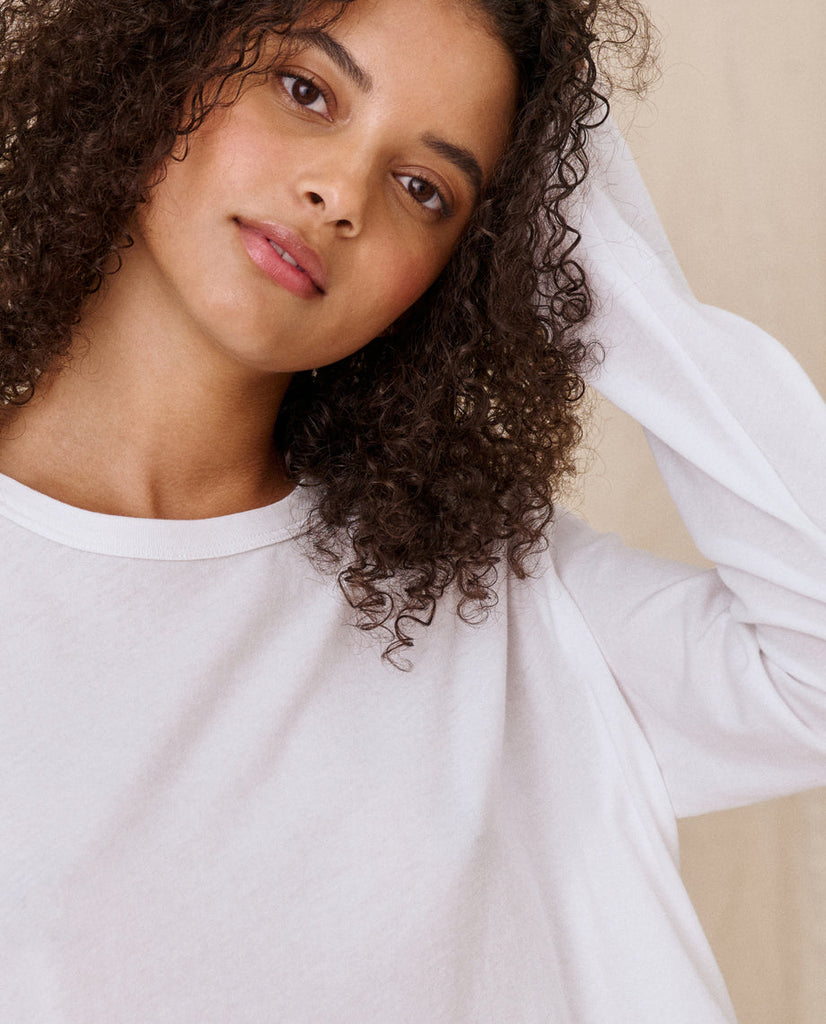 The Great The Long Sleeve Crop Tee True White abigail fashion