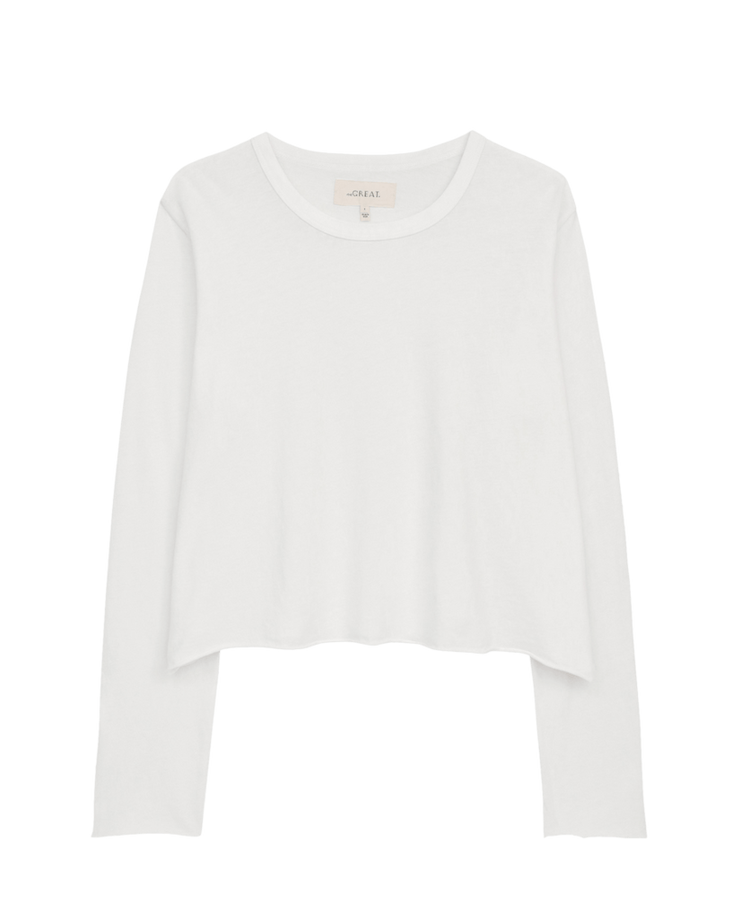 The Great The Long Sleeve Crop Tee True White abigail fashion