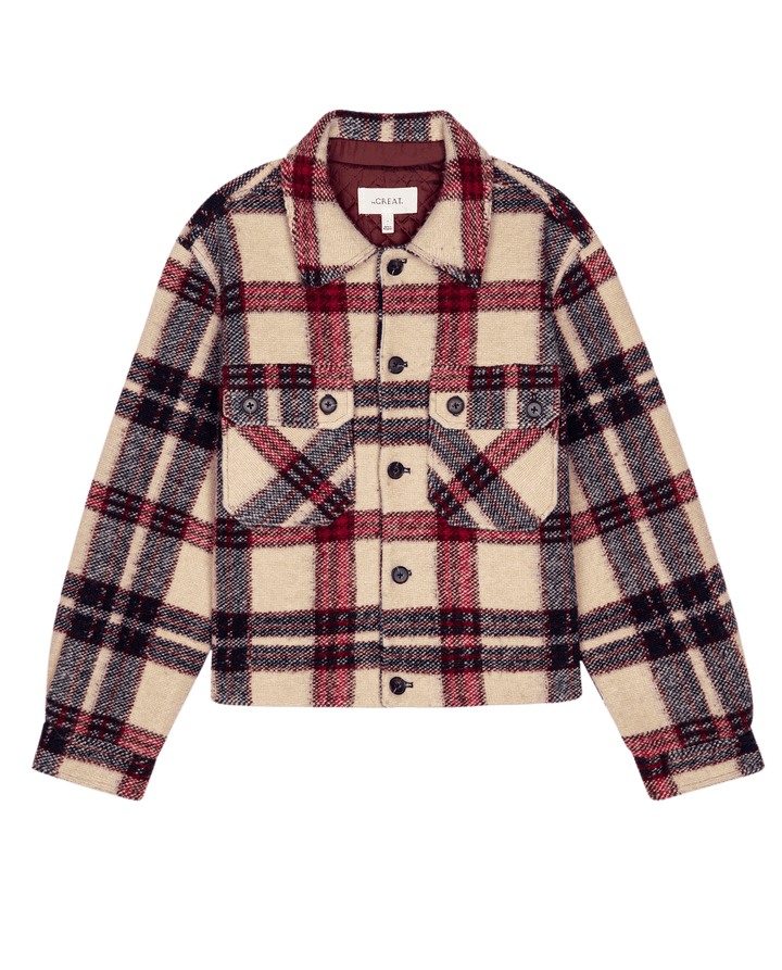 The Great The Smith Sweater Jacket Larkspur Plaid abigail fashion