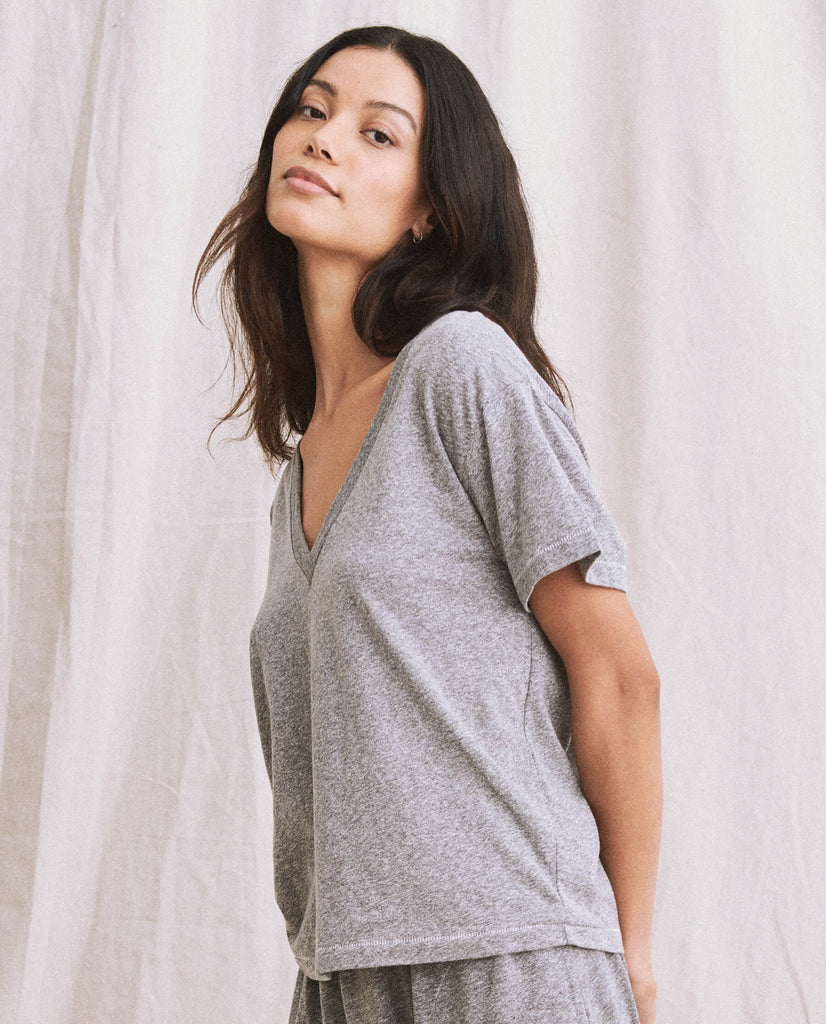 The Great The V-Neck Tee Heather Grey abigail fashion