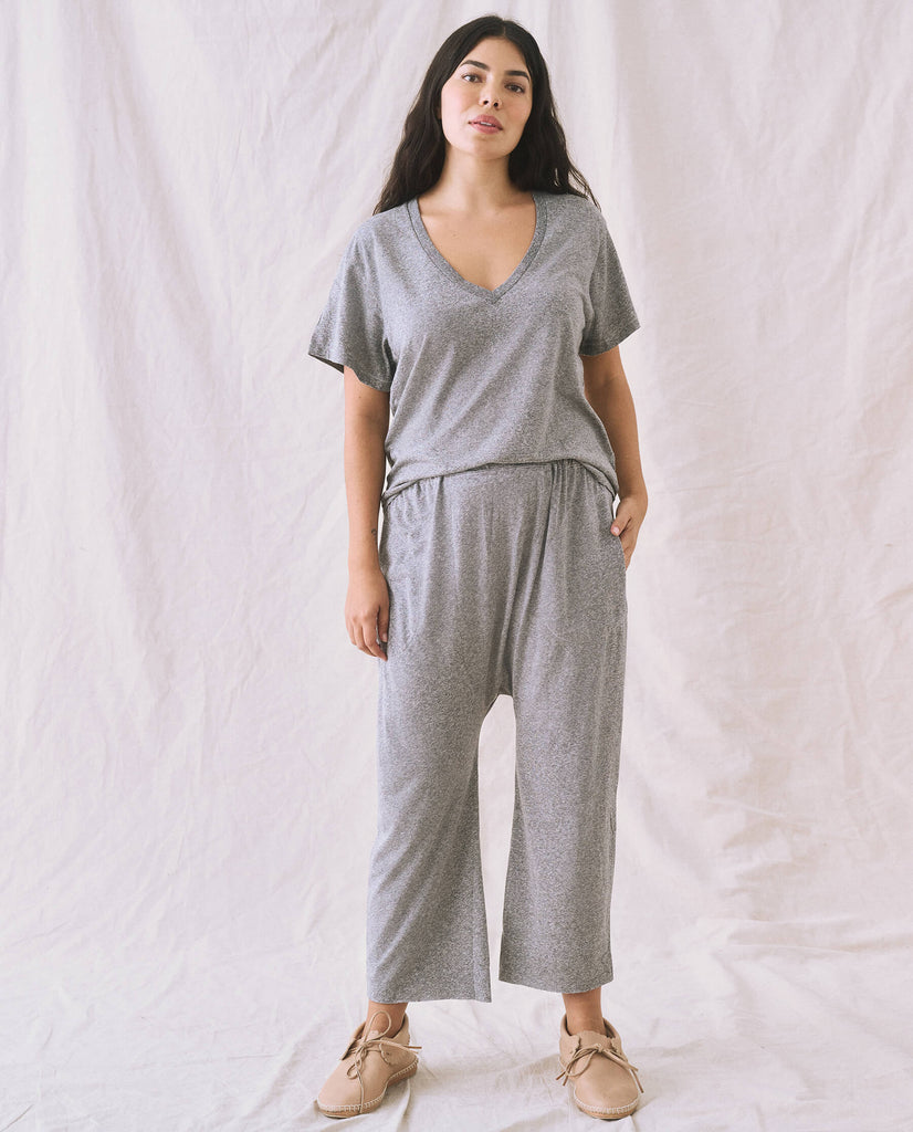 The Great The V-Neck Tee Heather Grey abigail fashion