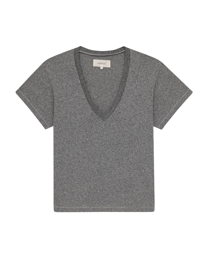 The Great The V-Neck Tee Heather Grey abigail fashion