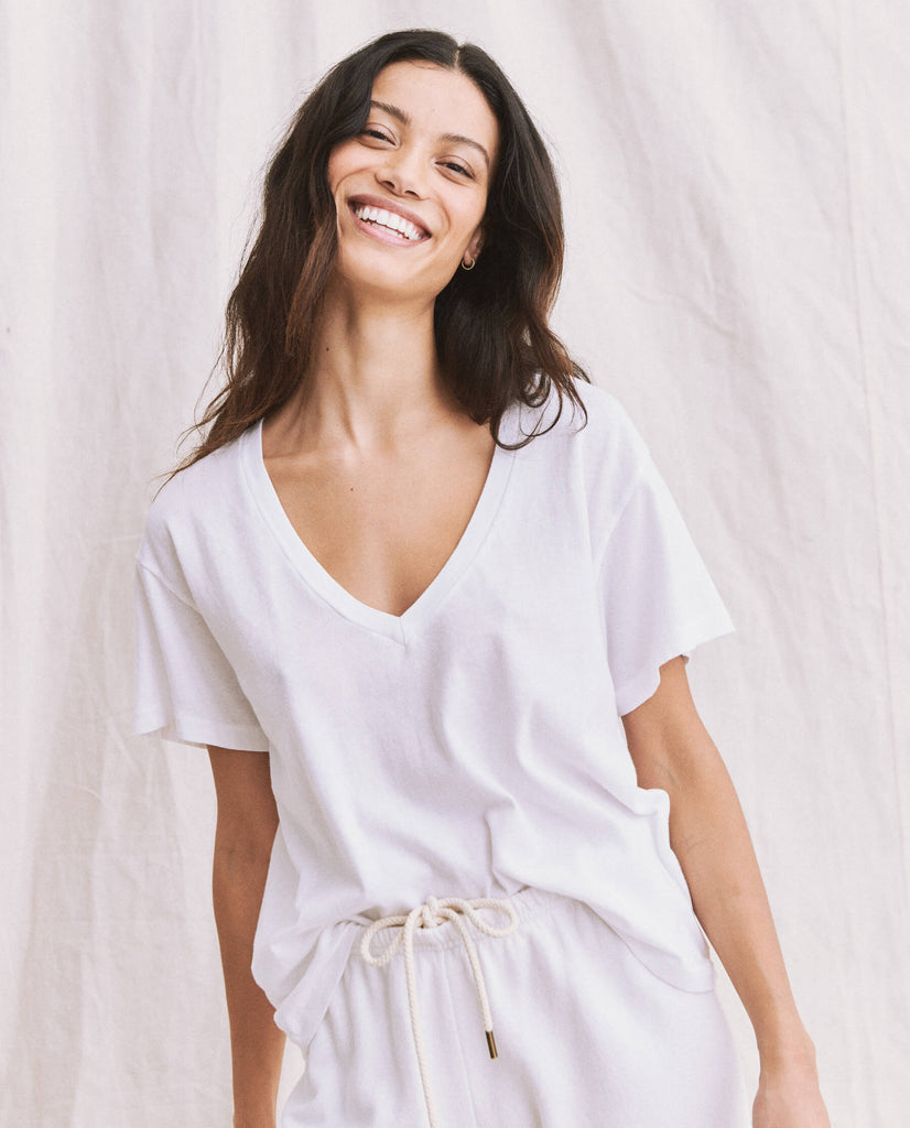 The Great The V-Neck Tee True White abigail fashion