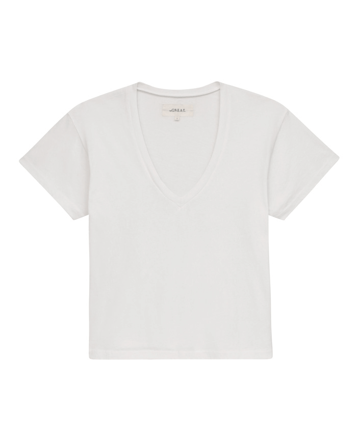 The Great The V-Neck Tee True White abigail fashion