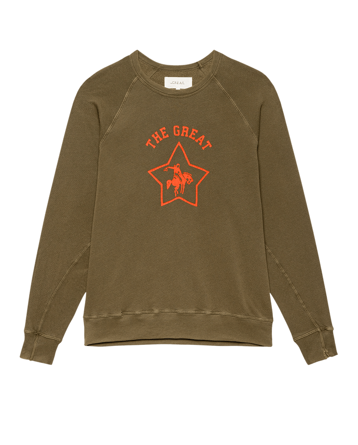 The Great Women's The College Sweatshirt With Rodeo Star Graphic Dark Army with Rodeo Star Graphic - abigail fashion