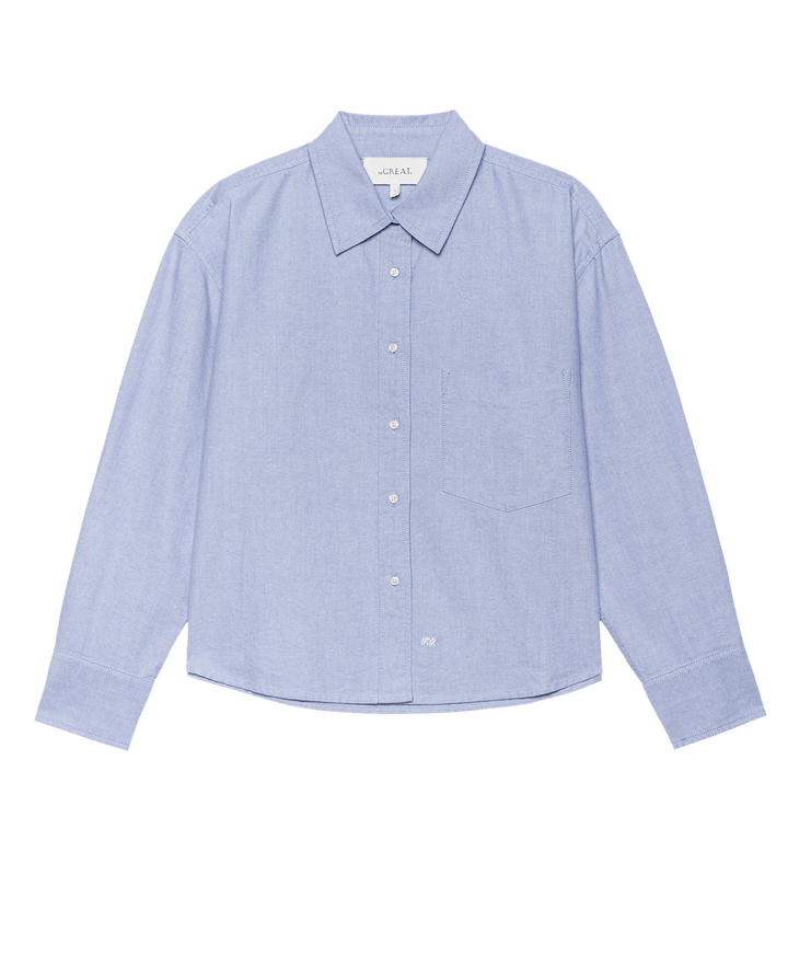 The Great Women's The Cropped Oxford Shirt Classic Blue - abigail fashion