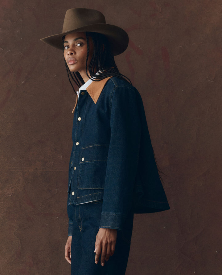 The Great Women's The Denim Swingy Jacket Midnight Rinse - abigail fashion