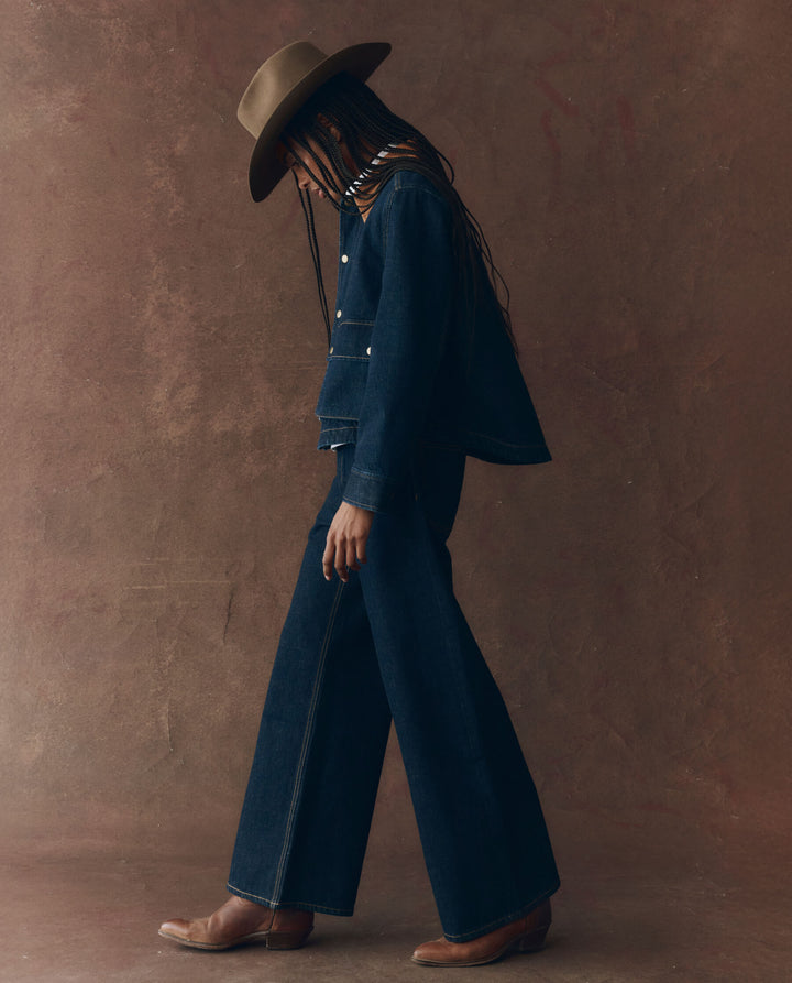 The Great Women's The Denim Swingy Jacket Midnight Rinse - abigail fashion