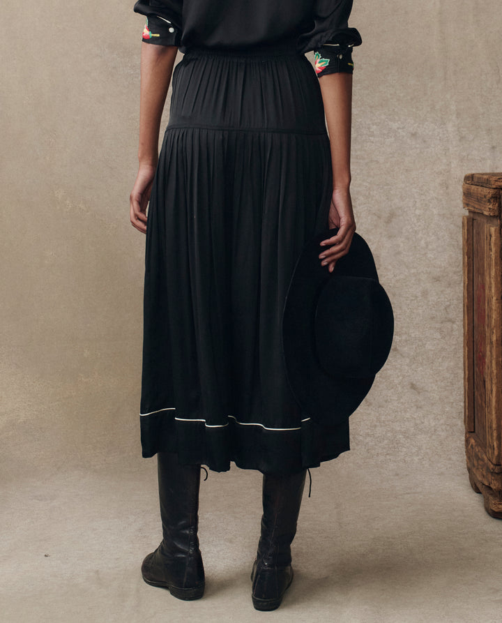 From the brand The Great Women's The Heirloom Rose Highland Skirt in Black - abigail fashion