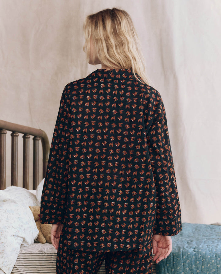 The Great Women's The Pajama Shirt Navy Horse Medallion Print - abigail fashion