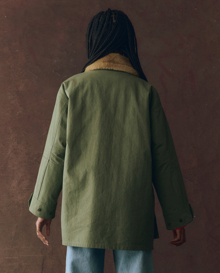 The Great Women's The Quilted Liner Parka Army with Hot Orange - abigail fashion