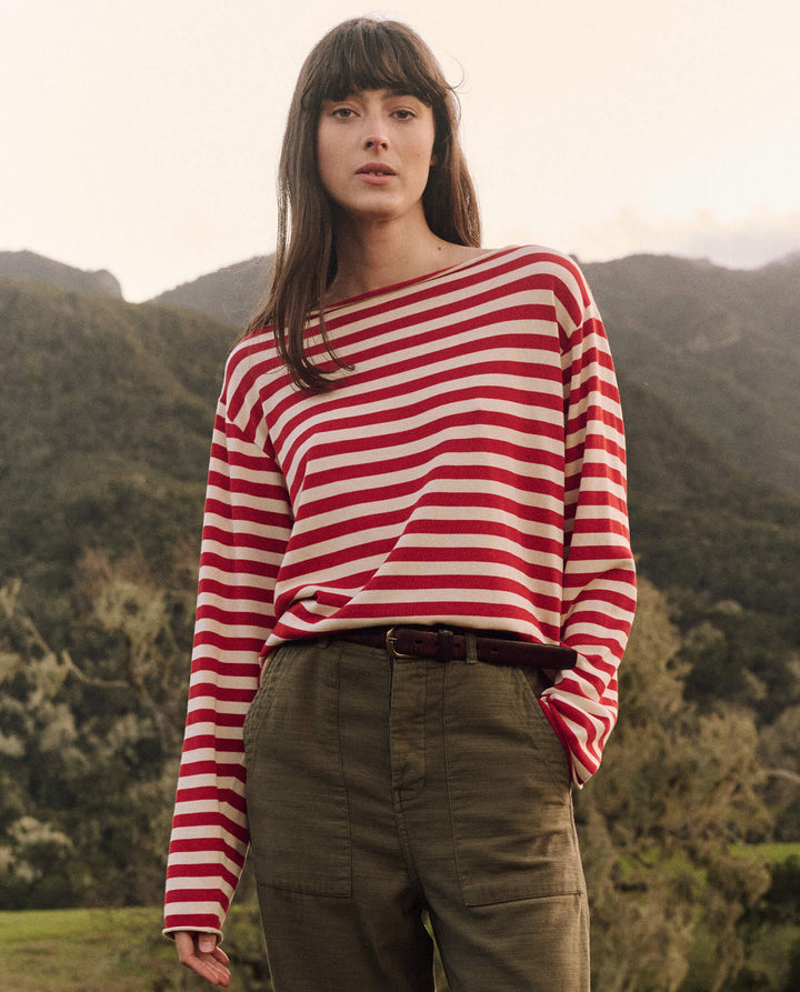 The Great Women's The Sailor Sweater Maple Stripe - abigail fashion