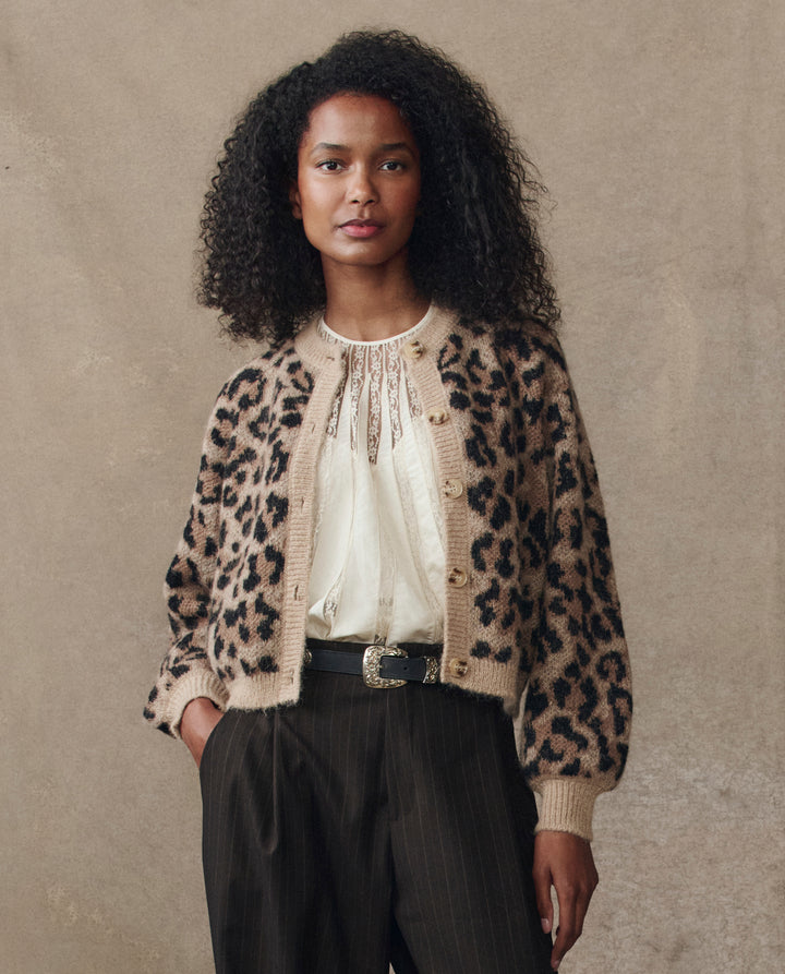From the brand The Great Women's The Windsor Cardigan in Leopard - abigail fashion