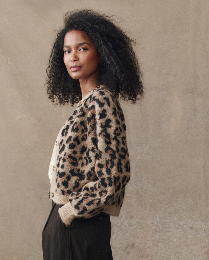 From the brand The Great Women's The Windsor Cardigan in Leopard - abigail fashion
