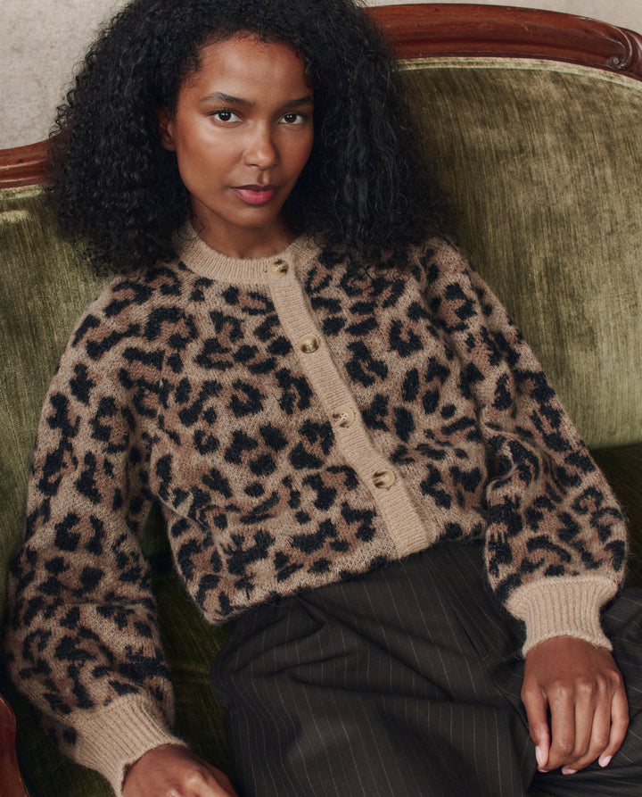 From the brand The Great Women's The Windsor Cardigan in Leopard - abigail fashion