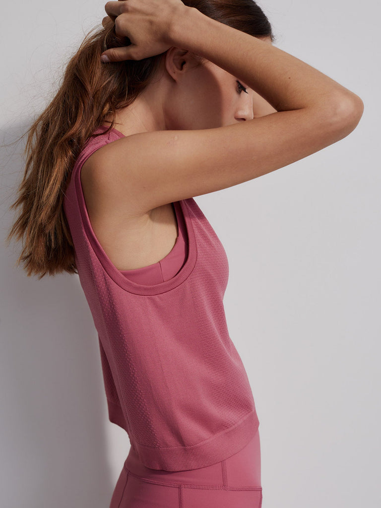 Varley Page Seamless Crop Tank Rose Wine Bach&Co