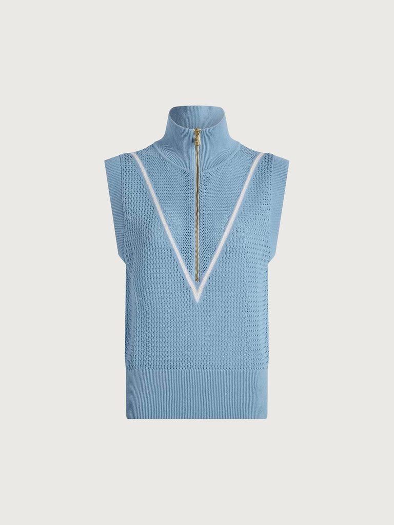 From the brand Varley Women's Allena Half Zip Vest in Airy Blue - abigail fashion
