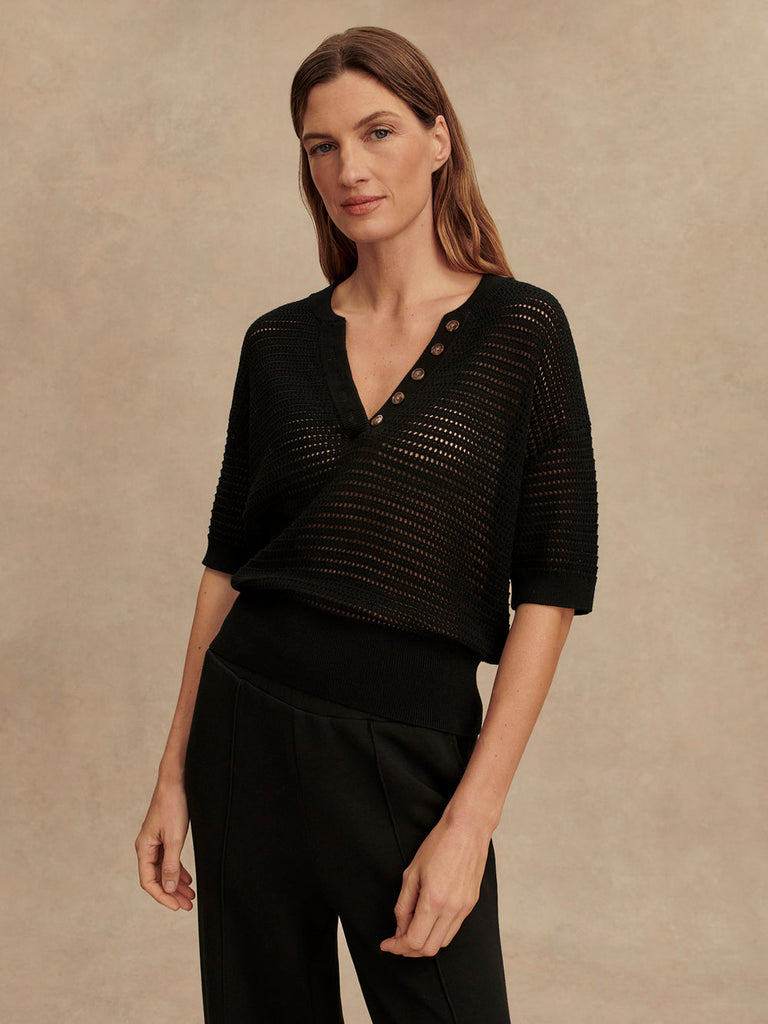 From the brand Varley Women's Callie Knit Top in Black - abigail fashion