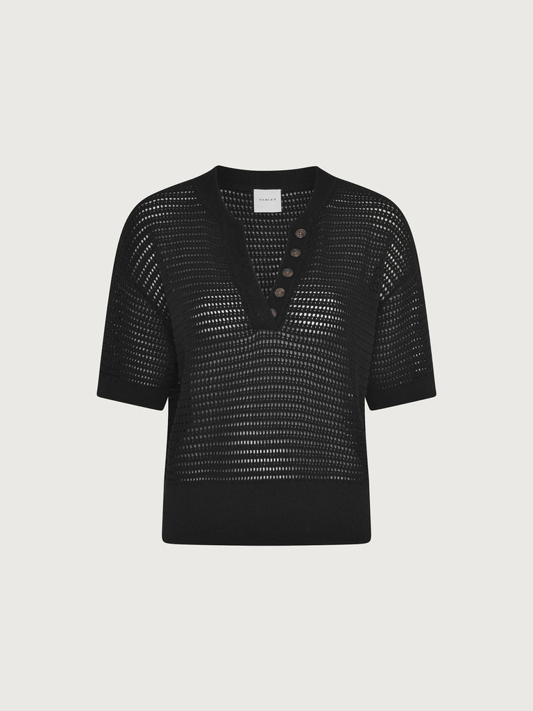 From the brand Varley Women's Callie Knit Top in Black - abigail fashion