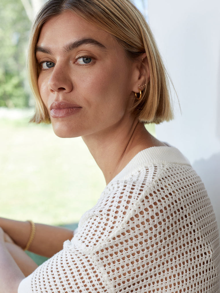 From the brand Varley Women's Callie Knit Top in Egret - abigail fashion