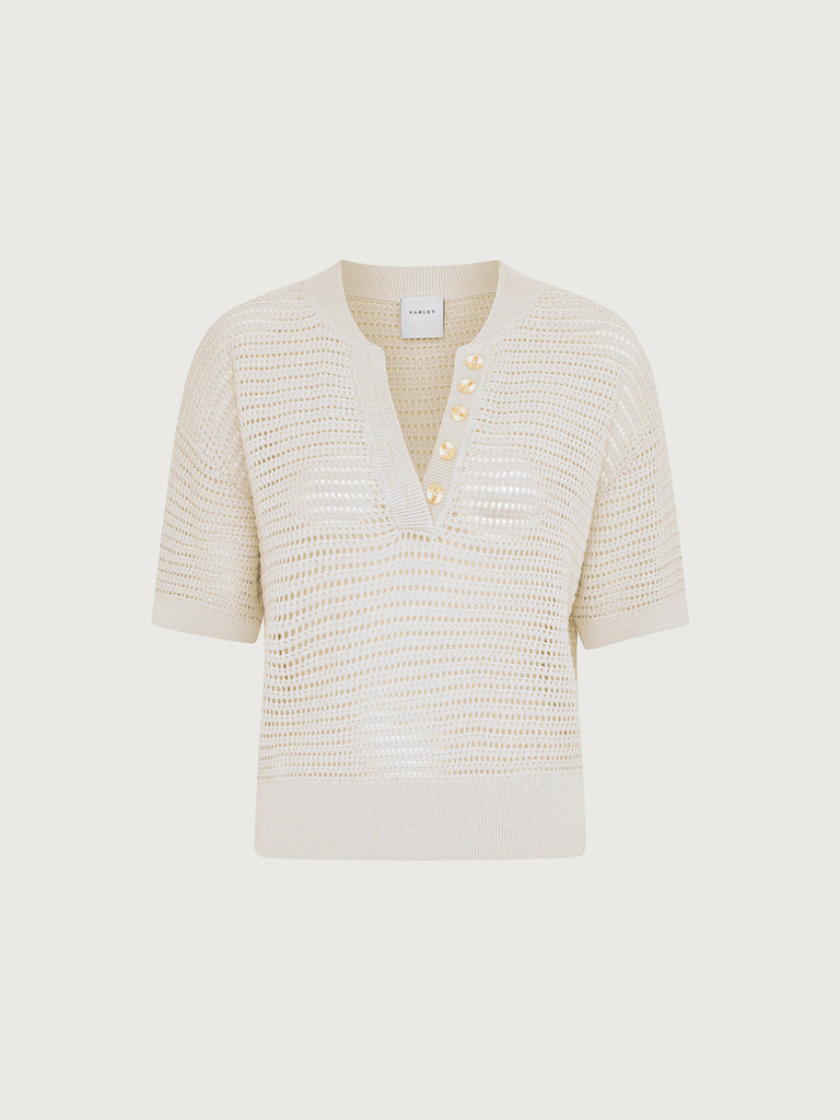 From the brand Varley Women's Callie Knit Top in Egret - abigail fashion