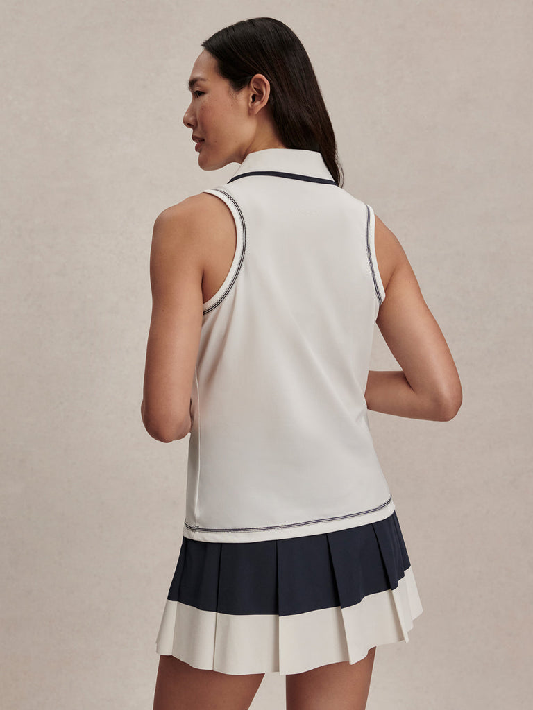 From the brand Varley Women's Cammie Performance Tank in White/ Blue Nights - abigail fashion