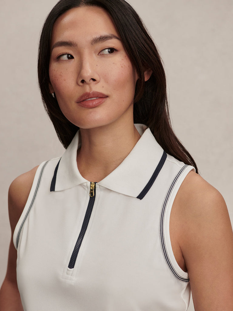 From the brand Varley Women's Cammie Performance Tank in White/ Blue Nights - abigail fashion