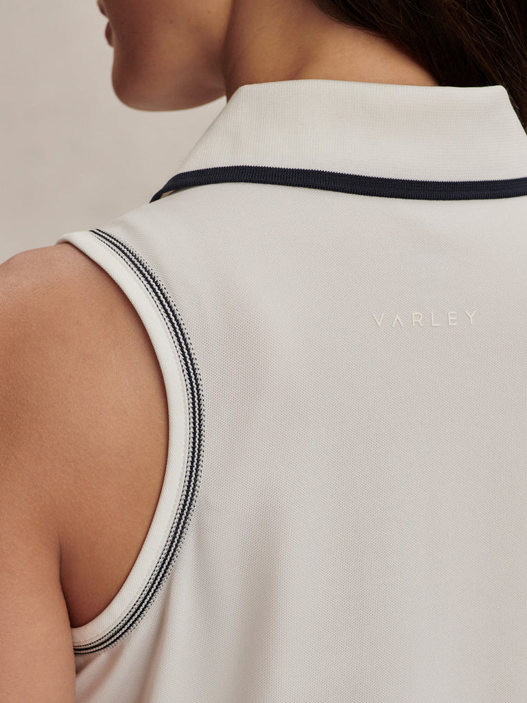 From the brand Varley Women's Cammie Performance Tank in White/ Blue Nights - abigail fashion