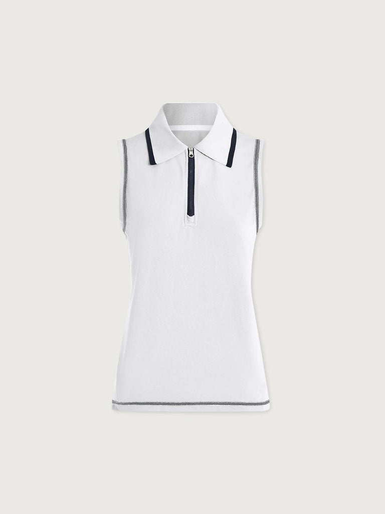 From the brand Varley Women's Cammie Performance Tank in White/ Blue Nights - abigail fashion