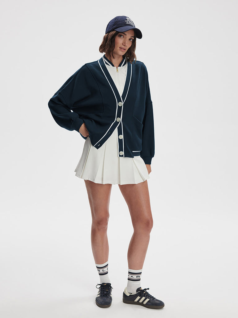 From the brand Varley Women's Decker Off Court Cardigan in Navy - abigail fashion