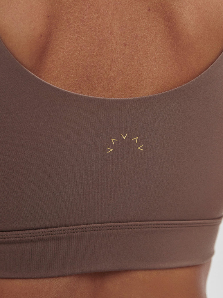 From the brand Varley Women's Freesoft Essi Bra in Deep Taupe - abigail fashion