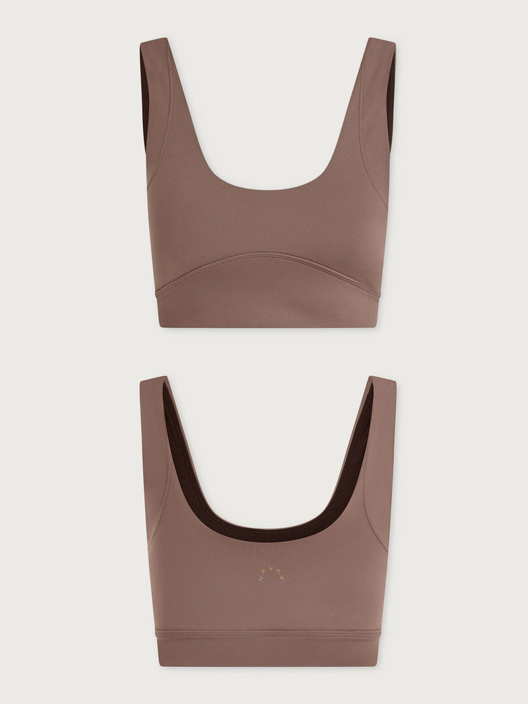 From the brand Varley Women's Freesoft Essi Bra in Deep Taupe - abigail fashion