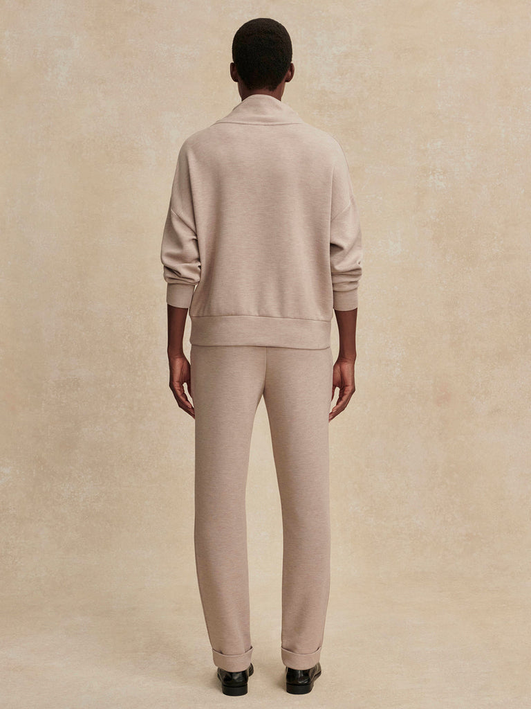 From the brand Varley Women's Hawley Half Zip Sweatshirt in Taupe Marl - abigail fashion