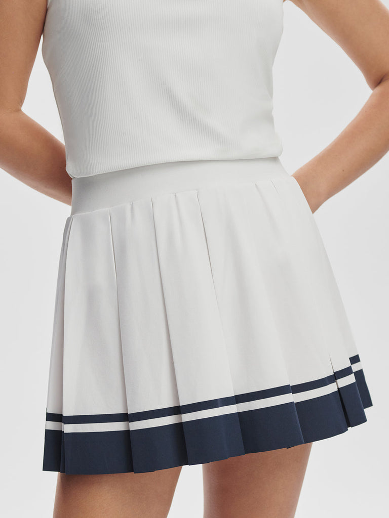 From the brand Varley Women's Mariam 2-in-1 Skirt 14.5 in White/ Blue Nights - abigail fashion