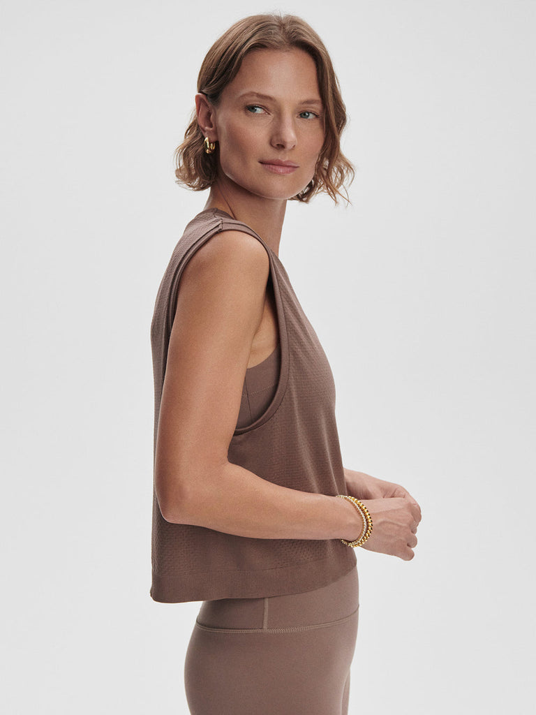 From the brand Varley Women's Page Seamless Crop Tank in Deep Taupe - abigail fashion