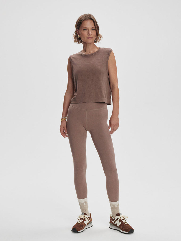 From the brand Varley Women's Page Seamless Crop Tank in Deep Taupe - abigail fashion
